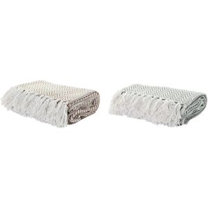 DKD Home Decor Beżowy Zielony Poliester Bawełna Koc - Koc DKD Home Decor Beżowy Zielony Poliester Bawełna Koc - Koc