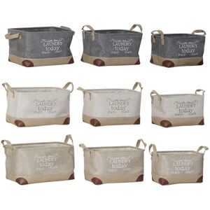 DKD Home Decor Basket Set - Beige Grey Light brown - Rectangular - 3 Pieces DKD Home Decor Basket Set - Beige Grey Light brown - Rectangular - 3 Pieces
