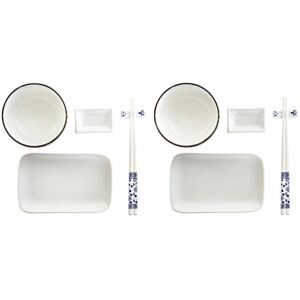 DKD Home Decor Sushi Set - White Navy Blue - Porcelain - 12 pcs DKD Home Decor Sushi Set - White Navy Blue - Porcelain - 12 pcs