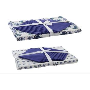 DKD Home Decor Cotton Blue White Tablecloth Napkins - Tablecloth and Napkins DKD Home Decor Cotton Blue White Tablecloth Napkins - Tablecloth and Napkins