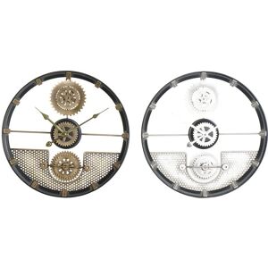 DKD Home Decor Silver Black Golden Iron Gears Wall Clock - Wall Clock DKD Home Decor Silver Black Golden Iron Gears Wall Clock - Wall Clock