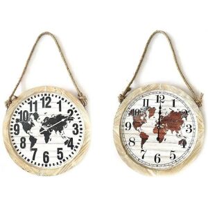 DKD Home Decor Wall Clock - Vintage World Map - 2 pcs DKD Home Decor Wall Clock - Vintage World Map - 2 pcs