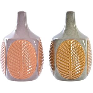 DKD Home Decor Brown Pink Leaf Vase - 17x17x26cm DKD Home Decor Brown Pink Leaf Vase - 17x17x26cm