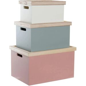 DKD Home Decor Natural MDF Wicker Decorative Boxes - Set of 3 DKD Home Decor Natural MDF Wicker Decorative Boxes - Set of 3