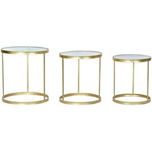 DKD Home Decor Set of 3 Glass Metal Side Tables - Side Tables DKD Home Decor Set of 3 Glass Metal Side Tables - Side Tables