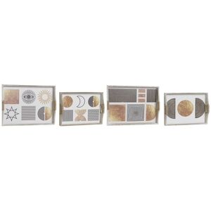 DKD Home Decor Tray Set - MDF Wood - 40x30cm - Black Golden White - Decoration DKD Home Decor Tray Set - MDF Wood - 40x30cm - Black Golden White - Decoration