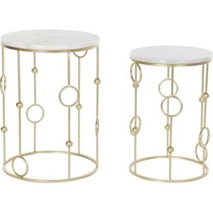 Zestaw 2 małych stolików DKD Home Decor - Biały marmur i złoty metal Zestaw 2 małych stolików DKD Home Decor - Biały marmur i złoty metal