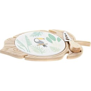 DKD Home Decor Cheeseboard - Bamboo, Leaf Design, 12 Units DKD Home Decor Cheeseboard - Bamboo, Leaf Design, 12 Units