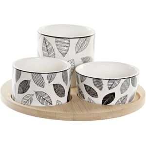 DKD Home Decor Appetizer Set - White/Black Bamboo Sheets Cottage DKD Home Decor Appetizer Set - White/Black Bamboo Sheets Cottage