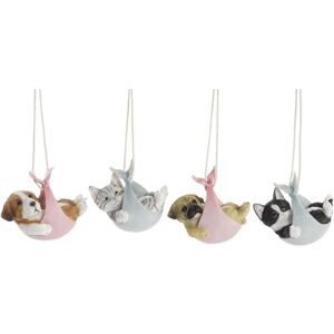 DKD Home Decor Resin Dog Shabby Chic - Decoratif Figur - Set of 4 DKD Home Decor Resin Dog Shabby Chic - Decoratif Figur - Set of 4