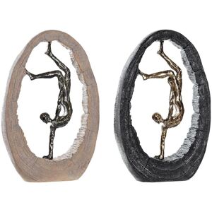 DKD Home Decor Black Golden Resin Decorative Figure - 24x8x36cm - 2 Units DKD Home Decor Black Golden Resin Decorative Figure - 24x8x36cm - 2 Units