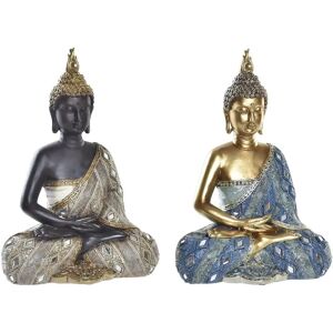 DKD Home Decor Blue Golden Brown Buddha Resin - Decorative Figure Set DKD Home Decor Blue Golden Brown Buddha Resin - Decorative Figure Set