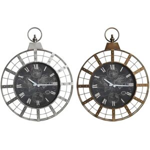 DKD Home Decor Wandklok - Cirkelvormig, Zilver-Zwart-Goud - 60x6.5x78cm DKD Home Decor Wandklok - Cirkelvormig, Zilver-Zwart-Goud - 60x6.5x78cm