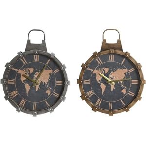 DKD Home Decor Golden Silver Crystal Iron World Map Wall Clock - 42x8.5x54 cm DKD Home Decor Golden Silver Crystal Iron World Map Wall Clock - 42x8.5x54 cm