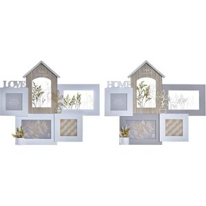 DKD Home Decor Love Home Wood Flower Natural - Photo Frame Set of 2 DKD Home Decor Love Home Wood Flower Natural - Photo Frame Set of 2