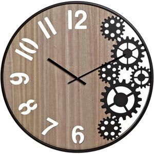 DKD Home Decor Wall Clock - Natural Wood, Iron Gears - 60cm DKD Home Decor Wall Clock - Natural Wood, Iron Gears - 60cm