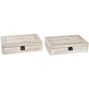 Boîte Décorative DKD Home Decor Bois MDF Naturel - 2 Unités - Publicité Boîte Décorative DKD Home Decor Bois MDF Naturel - 2 Unités - Publicité
