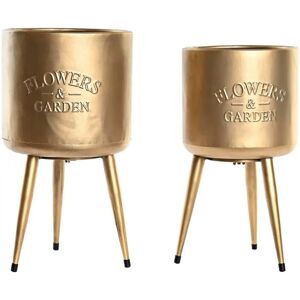 DKD Home Decor Set of 2 Metal Planters - 25.5x25.5x44 cm DKD Home Decor Set of 2 Metal Planters - 25.5x25.5x44 cm
