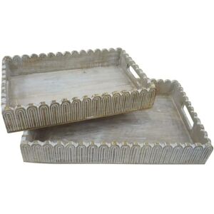 DKD Home Decor Mangohouten Trays - Colonial Stripped - 45,70 x 30,50 x 7 cm DKD Home Decor Mangohouten Trays - Colonial Stripped - 45,70 x 30,50 x 7 cm
