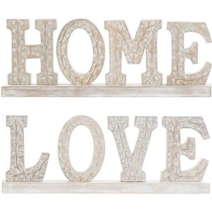 DKD Home Decor White Stripped Mango Wood Figures - Decor for Home DKD Home Decor White Stripped Mango Wood Figures - Decor for Home