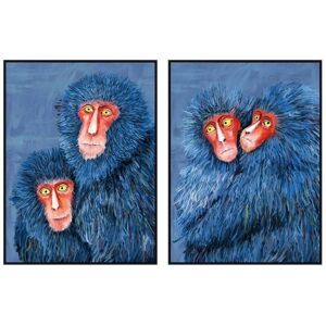 DKD Home Decor Canvas Monkeys - 2 Units DKD Home Decor Canvas Monkeys - 2 Units