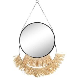 DKD Home Decor Czarny Złoty Naturalny Okrągły Lustro na Ścianę - Fringe Boho DKD Home Decor Czarny Złoty Naturalny Okrągły Lustro na Ścianę - Fringe Boho