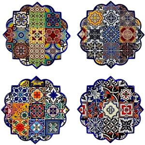 DKD Home Decor Coasters - 4 Pieces, 10.8cm, Blue Multicolour DKD Home Decor Coasters - 4 Pieces, 10.8cm, Blue Multicolour