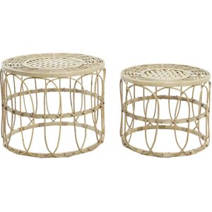 Fijalo Meti - Model MB203055 - Set van 2 bruine rotan tafels - Tafel Fijalo Meti - Model MB203055 - Set van 2 bruine rotan tafels - Tafel