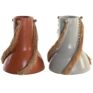 DKD Home Decor Vaas Grijze Terracotta - 26x26x30cm - set van 2 DKD Home Decor Vaas Grijze Terracotta - 26x26x30cm - set van 2