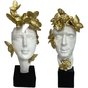 DKD Home Decor White Golden Face Decorative Figure - Decor Type DKD Home Decor White Golden Face Decorative Figure - Decor Type