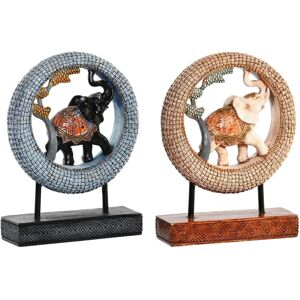 DKD Home Decor Elefante Beige Blu Resina Metallica - Figura Decorativa DKD Home Decor Elefante Beige Blu Resina Metallica - Figura Decorativa