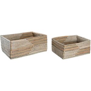 DKD Home Decor Seagrass Basket Set - Tropical - 38x28x16cm DKD Home Decor Seagrass Basket Set - Tropical - 38x28x16cm