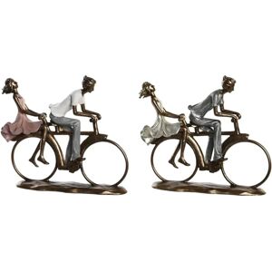 Figuras Decorativas DKD Home Decor Rosa Dorado Blanco Resina - Set de 2 Figuras Decorativas DKD Home Decor Rosa Dorado Blanco Resina - Set de 2
