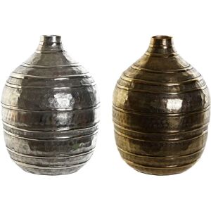 DKD Home Decor Zilveren Gouden Aluminium Moderne Vaas - 20x20x28,5cm Set van 2 DKD Home Decor Zilveren Gouden Aluminium Moderne Vaas - 20x20x28,5cm Set van 2
