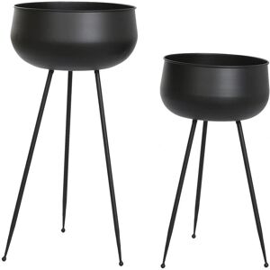 DKD Home Decor Planters Set - 2 Units - Black Metal DKD Home Decor Planters Set - 2 Units - Black Metal