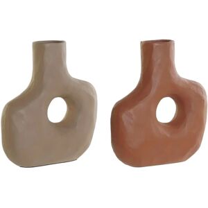 DKD Home Decor Beige Terracotta Aluminum Vase - 2pcs DKD Home Decor Beige Terracotta Aluminum Vase - 2pcs