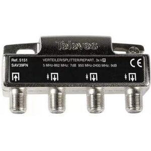Televes Distributeur de Signal - 3 Sorties - Gris - Distribution TV - Publicité Televes Distributeur de Signal - 3 Sorties - Gris - Distribution TV - Publicité
