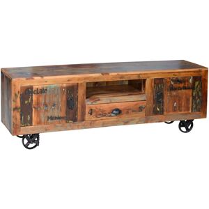 Giner y Colomer Mueble TV de madera reciclada multicolor - 55x40x160 Giner y Colomer Mueble TV de madera reciclada multicolor - 55x40x160