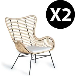 GINER Y COLOMER - Setti 2 rattan-tuoleja - Luonnollinen väri - Tuolinsiirtosetti GINER Y COLOMER - Setti 2 rattan-tuoleja - Luonnollinen väri - Tuolinsiirtosetti