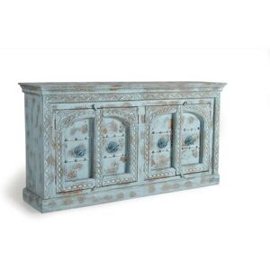 Credenza en bois de mango Giner Y Colomer - Vert eau sculpté à la main - 4 portes - Publicité Credenza en bois de mango Giner Y Colomer - Vert eau sculpté à la main - 4 portes - Publicité