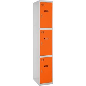SimonRack Casier métallique 3 portes Gris/Orange - Casier - Publicité SimonRack Casier métallique 3 portes Gris/Orange - Casier - Publicité