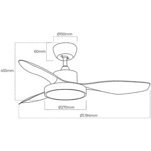 Ventilador de Techo Edm Arctic Blanco - 120cm, 38W, 2160 Lm Ventilador de Techo Edm Arctic Blanco - 120cm, 38W, 2160 Lm