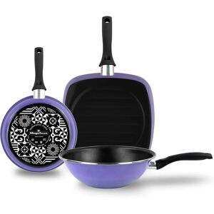 Ensemble de Casseroles Magefesa Very Peri Violet 24-27-28cm - Induction - Publicité Ensemble de Casseroles Magefesa Very Peri Violet 24-27-28cm - Induction - Publicité