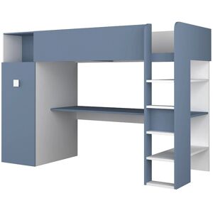 Trasman Loftseng - Blå & Hvit, Reversibel, med Skrivebord & Hyller Trasman Loftseng - Blå & Hvit, Reversibel, med Skrivebord & Hyller