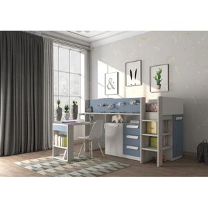 Drommerom Trasman Blå Reversibel Halvhøy Seng med Skrivebord Drommerom Trasman Blå Reversibel Halvhøy Seng med Skrivebord