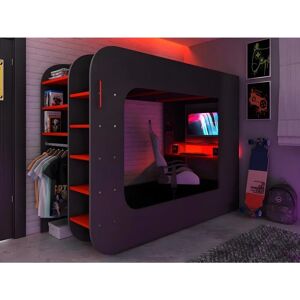 Lit mezzanine Warrior avec bureau & LEDs - Literie gaming compacte - Publicité Lit mezzanine Warrior avec bureau & LEDs - Literie gaming compacte - Publicité