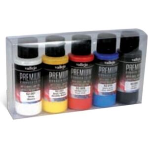 Vallejo 62.101 Acrylic Paint - Black, Blue, Red, White, Yellow - 60ml Set Vallejo 62.101 Acrylic Paint - Black, Blue, Red, White, Yellow - 60ml Set