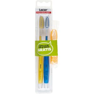 Lacer Medium Double Brush + Travel Brush - Toothbrush Lacer Medium Double Brush + Travel Brush - Toothbrush