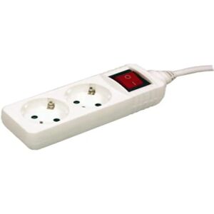 Multiprise Electro DH - 2 Prises - Câble 1,5m - Interrupteur - Puissance 16A/250V - Publicité Multiprise Electro DH - 2 Prises - Câble 1,5m - Interrupteur - Puissance 16A/250V - Publicité