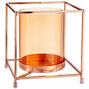 Copper Amber Square Candleholder - Candleholder, Metal, Glass Copper Amber Square Candleholder - Candleholder, Metal, Glass